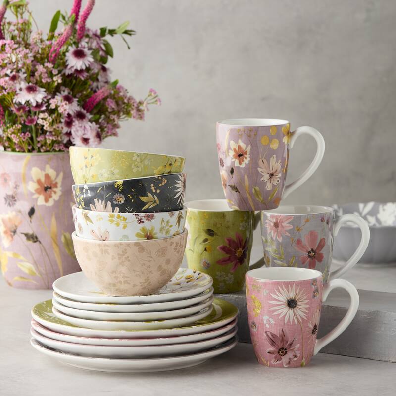 Certified International Wildflowers 16 Piece Dinnerware Set, Service for 4 - 10.50"L x 10.50"W x 1.00"H