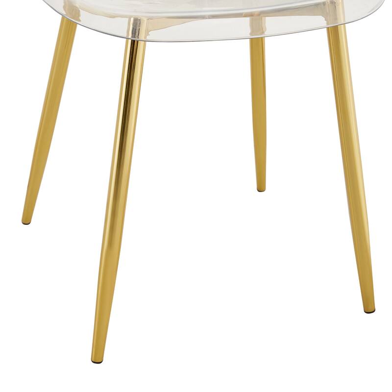 71" Dining Table Set for 6-8, Rectangular Kitchen Table with Transparent Plastic Chairs, Modern Glass Dining Room Table Set