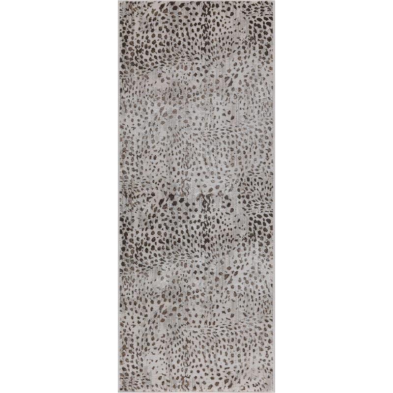 Nevada Collection Animal Printed Beige and Gold Rug - 2'6 X 7'8