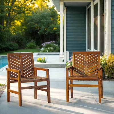 Middlebrook Acacia Wood Chevron Patio Chair (Set of 2)