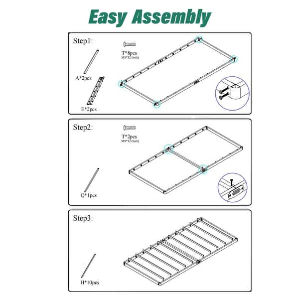 dimension image slide 0 of 2, 2 Inch Low Profile Metal Box Spring Bunkie Board, Thin Bed Slat Replacement