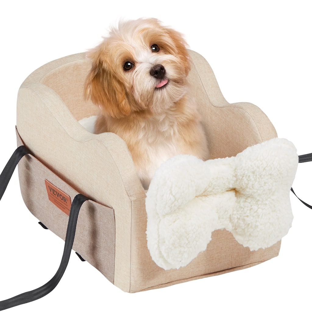 Console Dog Car Seat, Center Console Dog Booster Seat for Small Dog, Pet Car Seat for Car Armrest with Clip-On Leash