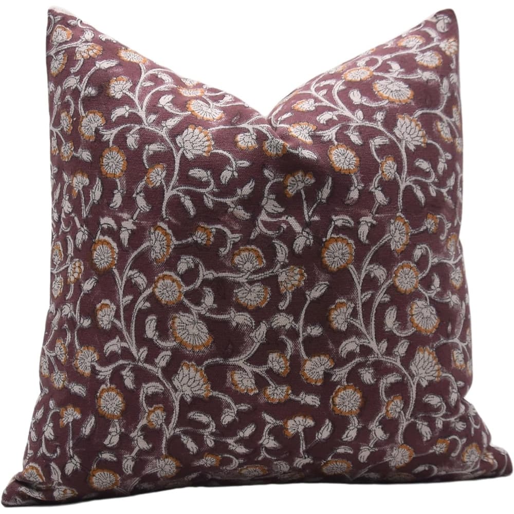 Fabdivine Cotton White Farmhouse Block print pillow Cover