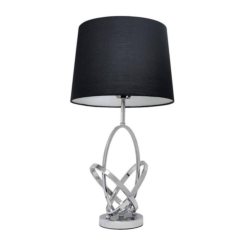 27.25 in. Chrome Finish Table Lamp with Black Shade, Sturdy Table Lamp for Living Rooms and Bedrooms