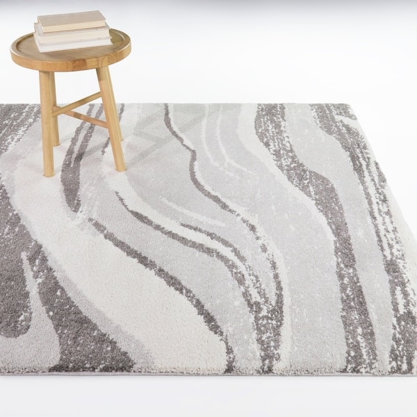 slide 2 of 10, Bender Contemporary Abstract Area Rug 5'3" x 7' - Grey/Cream