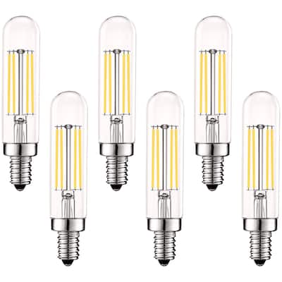 Luxrite T6 T6.5 Vintage LED Tube Light Bulbs 5W= 60W, 4000K Cool White, Dimmable, 500 Lumens, UL Listed, E12, 6-Pack
