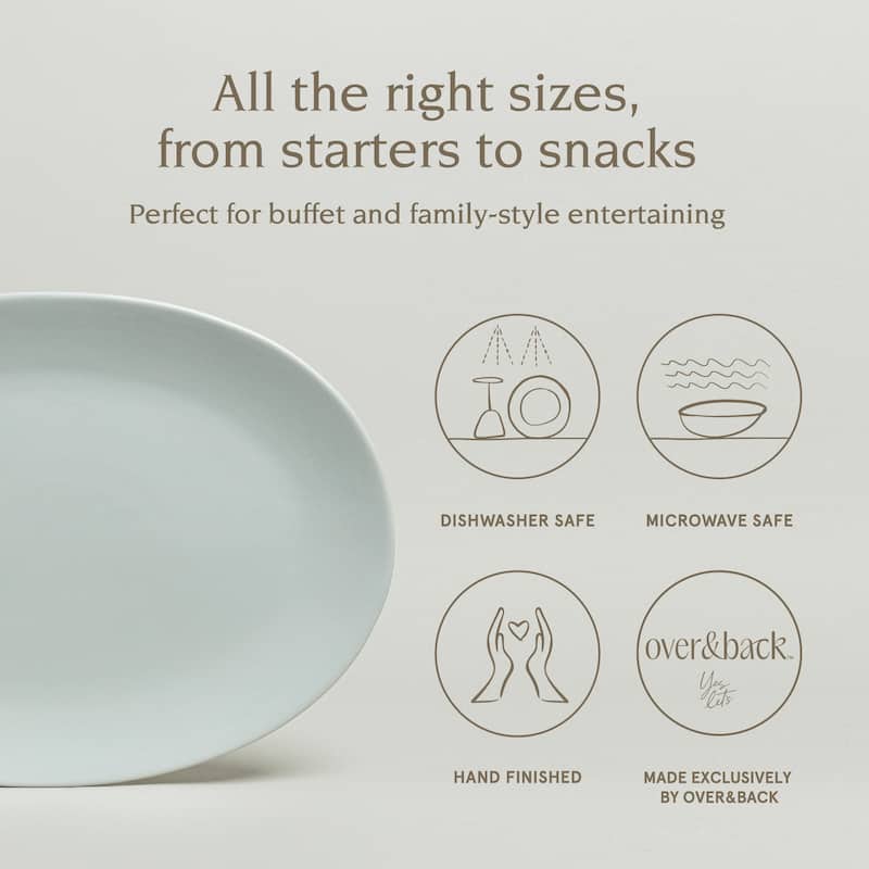 over&back Coupe Semi Matte Stoneware Oval Serving Platter
