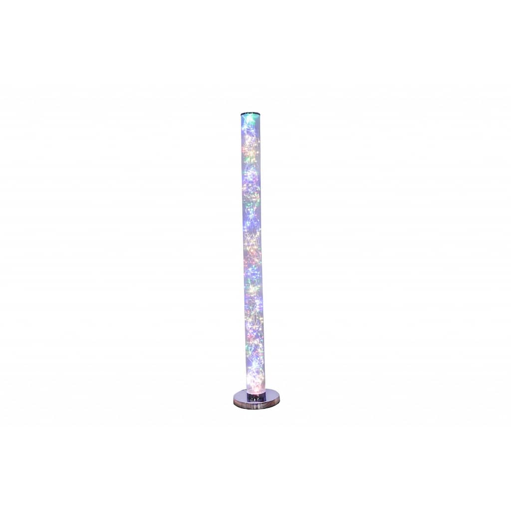 Silver Metal LED Column Floor Lamp Drum Shade with Clear Acrylic - 7.8” x 7.8” x 49” (D x W x H)