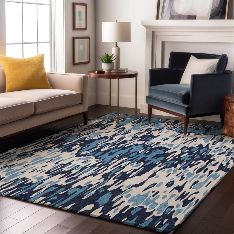 Premium Washable Super Soft Abstract Harmony Mayfield Rug - Blue - 8' x 10'