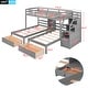 preview thumbnail 8 of 16, Stylish & Simple Twin over Twin & Twin Bunk Bed, Triple Bunk Bed with Drawers, Staircase with Storage, Built-in Shelves, Gray