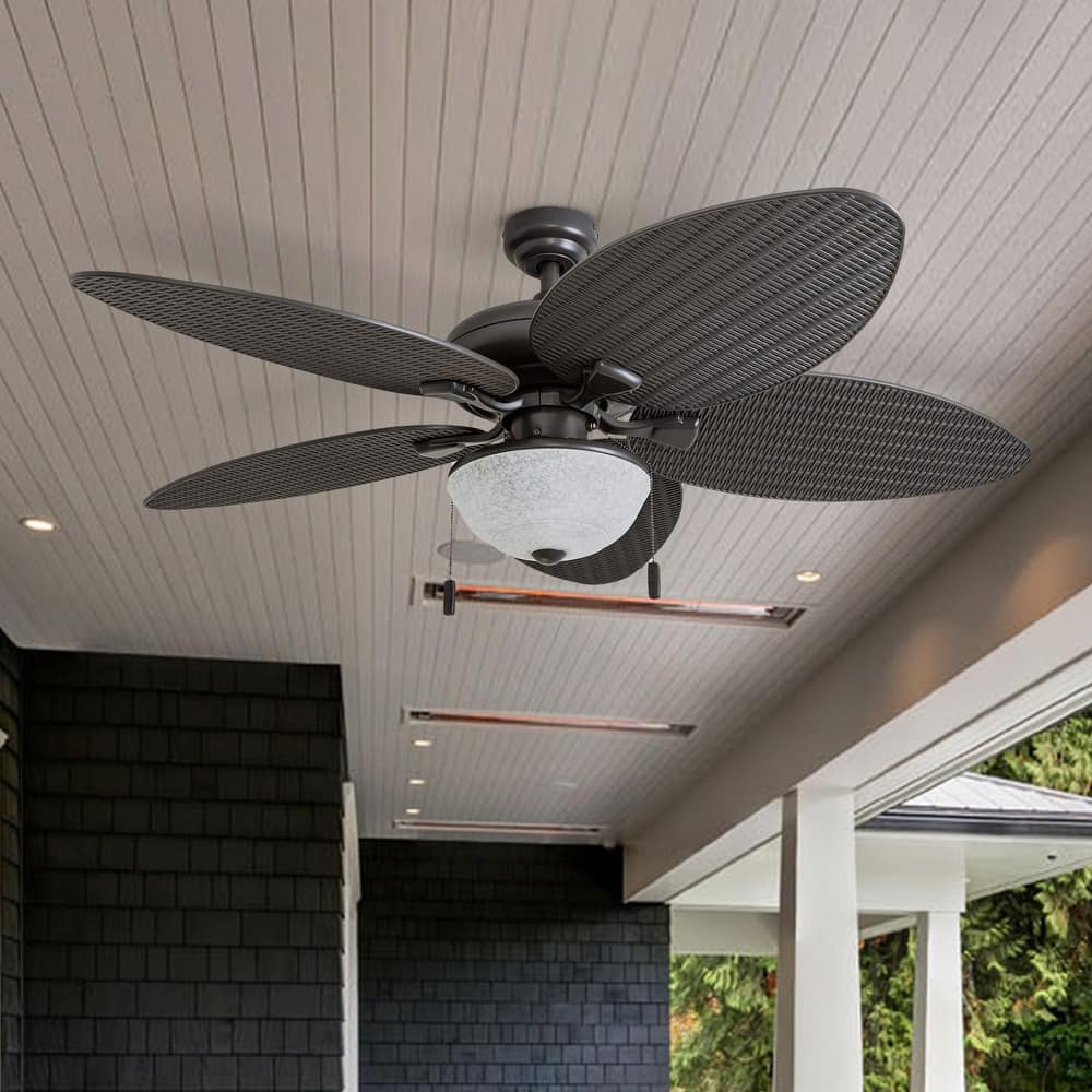 52" Honeywell Inland Breeze Bronze Indoor/Outdoor Ceiling Fan with Light, Pull Chain, Weather Resistant Blades