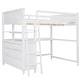 preview thumbnail 8 of 17, Full size Loft Bed with Drawers and Desk, Wooden Loft Bed with Shelves, Maximized Space, No Box Spring Required, White