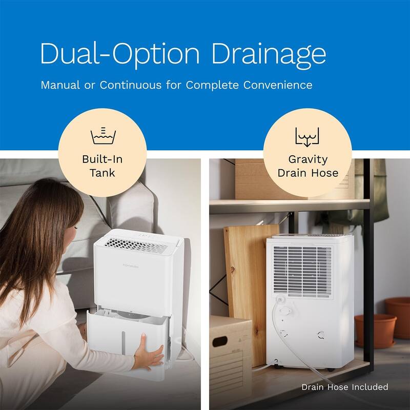 hOmeLabs 32 Pint Wi-Fi Dehumidifier for up to 4,500 Sq Ft Rooms (MAX 80 Pint at 95°F, 90% RH) - Moisture Removal, Auto Shut-Off