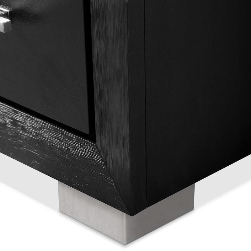 Furniture of America Alaric Modern Black Solid Wood 69-inch Makeup Vanity, Dresser and 2 Nightstands Bedroom Set