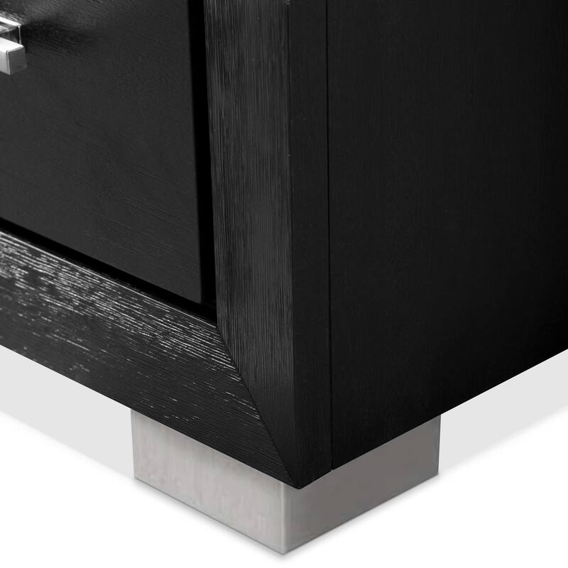 Furniture of America Alaric Modern Black Solid Wood 69-inch Makeup Vanity and 2 Nightstands Bedroom Set