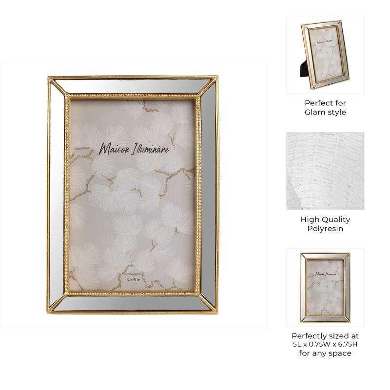 Resin Glass Photo Frame Modern Glam Style Sleek Decorative Detailing