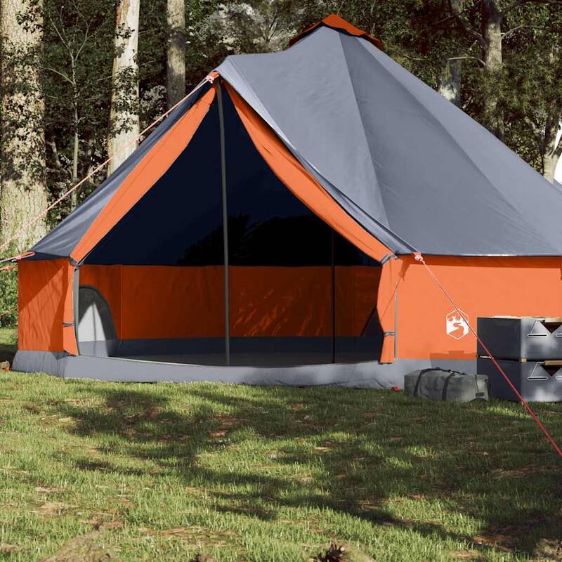 vidaXL Family Tent Tipi Blue Waterproof - Gray and orange