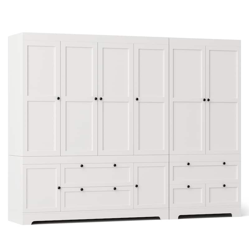 Pocassy 71" H Wardrobe Closet with Drawers and Cabinet.