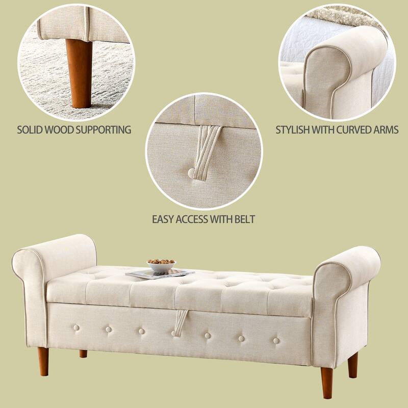 Leisure Stool with Tufted Button Decorative Stool, Exquisite Bedroom End of Bed Bench Makeup Stool with Armrest