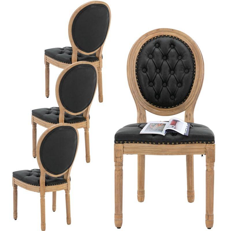 French Style Solid Wood Dining Chair with Nailhead Set of 4