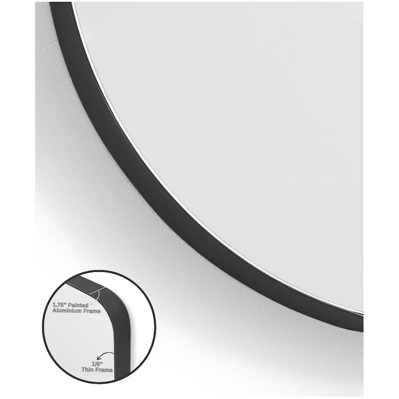 SUNBOW Large Black Flat Round Wall Mirror - 30 inches
