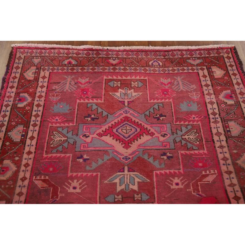 Pink Vintage Ardebil Persian Runner Rug Hand-knotted Wool Carpet - 4'6" x 10'11"