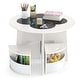 preview thumbnail 1 of 4, 5 Pieces Kids Table and Chairs Children Round Table w/ Storage Stools White