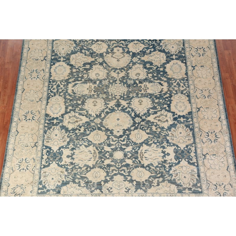 Blue Vegetable Dye Ziegler Oriental Area Rug Hand-Knotted Wool Carpet - 8'4"x 9'9"