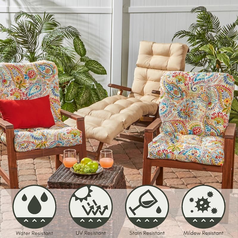 Painted Paisley 21 x 42-inch Outdoor Seat/Back Chair Cushion (Set of 2) (Cushions Only)