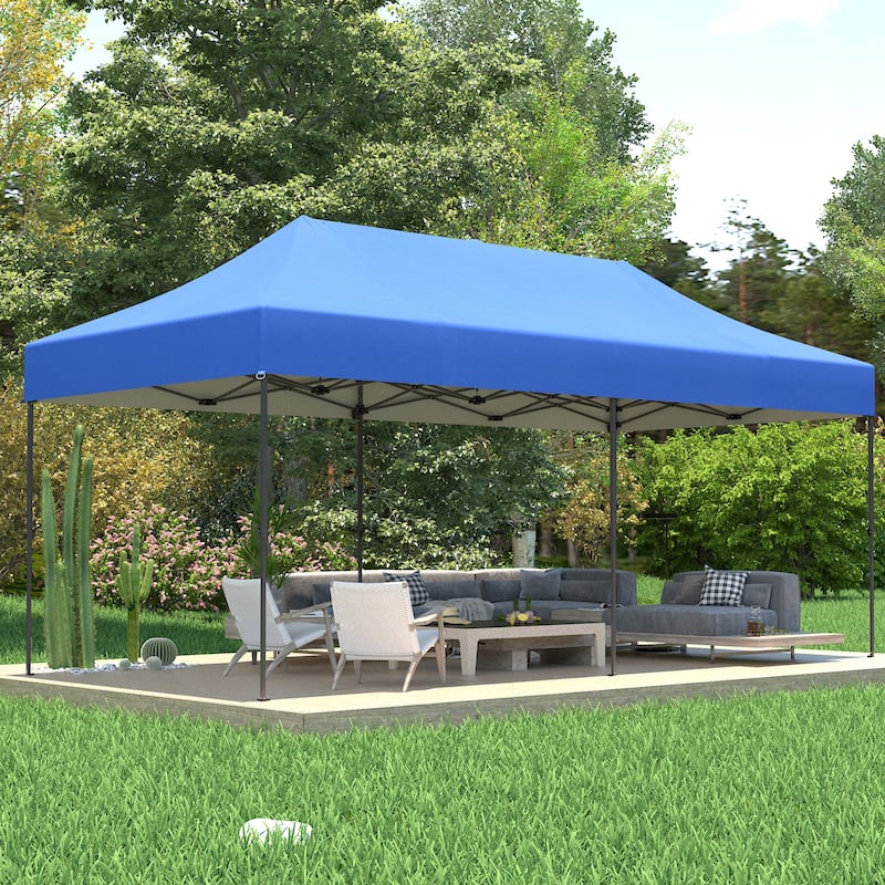 Ainfox 10x20 Heavy Duty Pop up Canopy Tent,Outdoor Shade Instant Folding Event Gazebo with Wheeled Bag - Blue