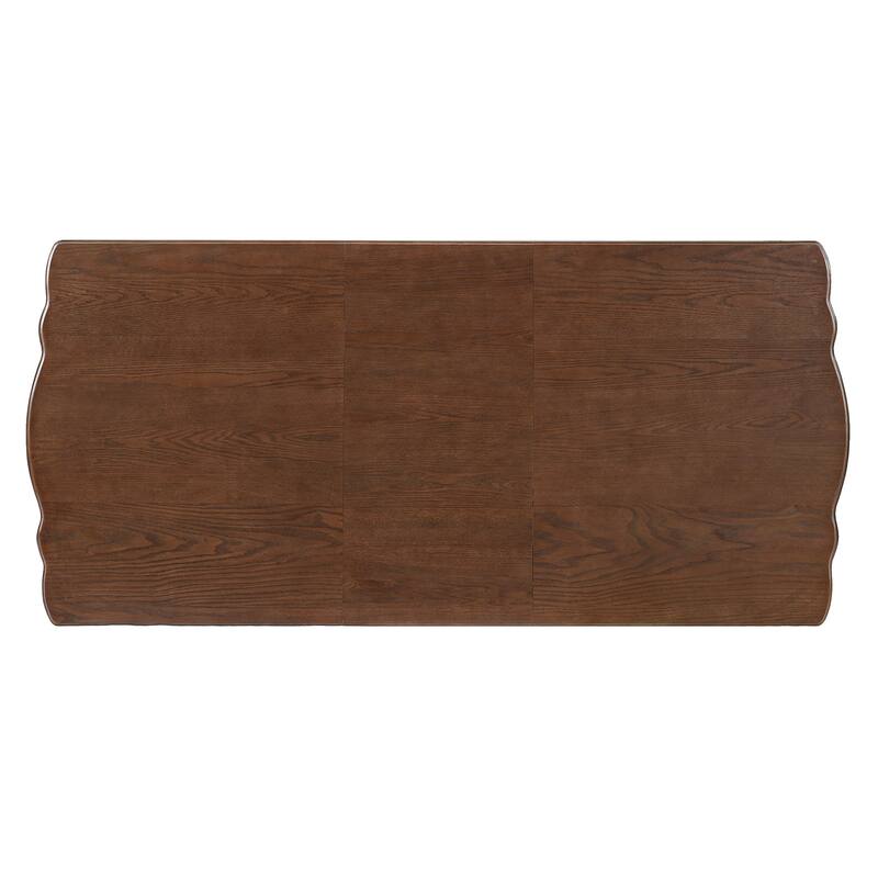 Roomfitters 7-Piece Extendable Dining Table Set, 60-78 Inch Farmhouse Wood Table with Leaf & 6 Upholstered Chairs