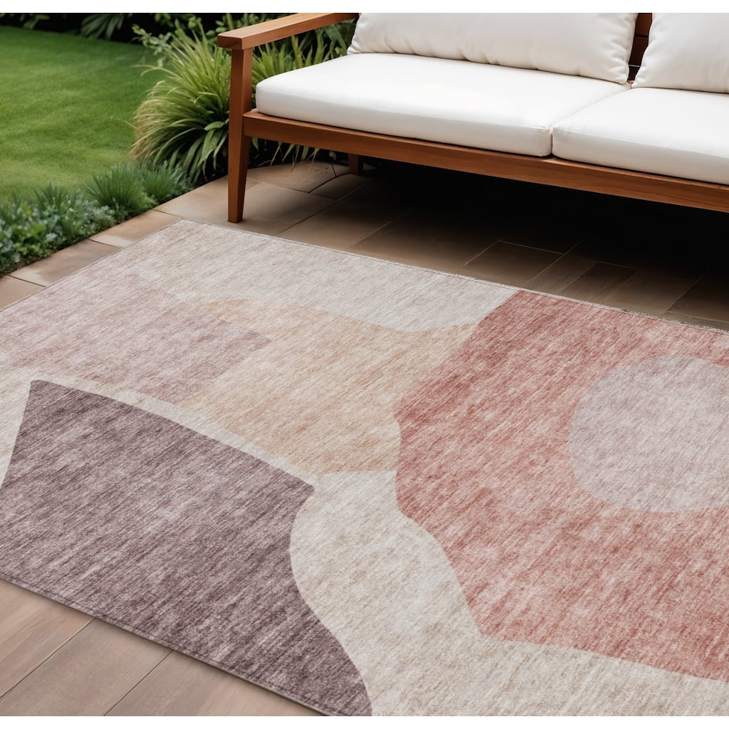 HomeRoots Abstract Transitional Rectangle Outdoor Rug