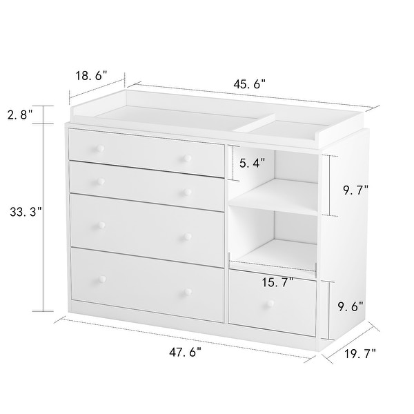 White changing table with cheap drawers