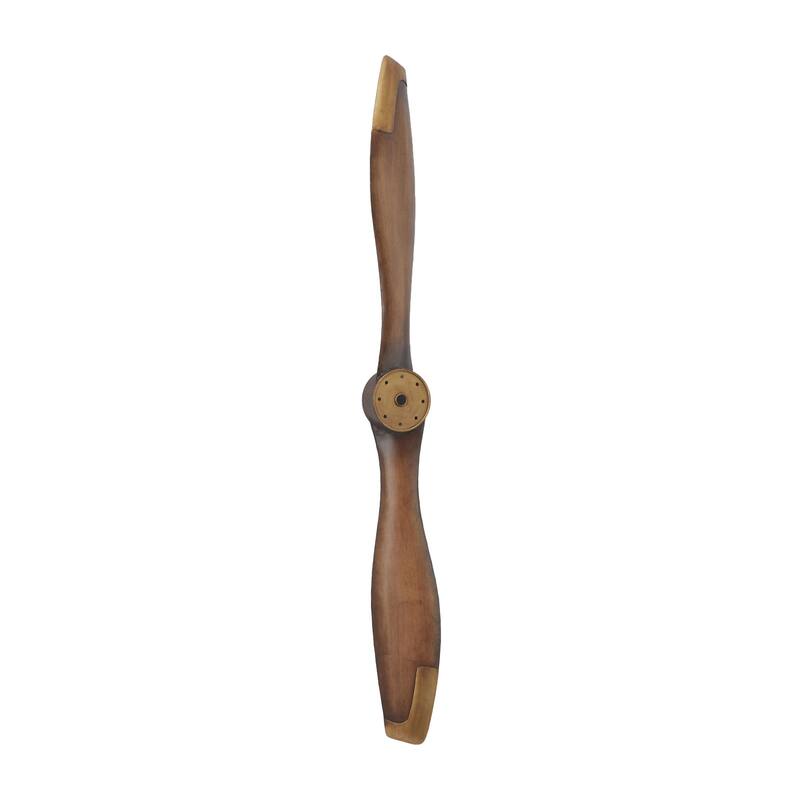 Metal Airplane Propeller 2 Blade Home Wall Decor with Aviation Detailing - Brown - Roche River Decor - Brown