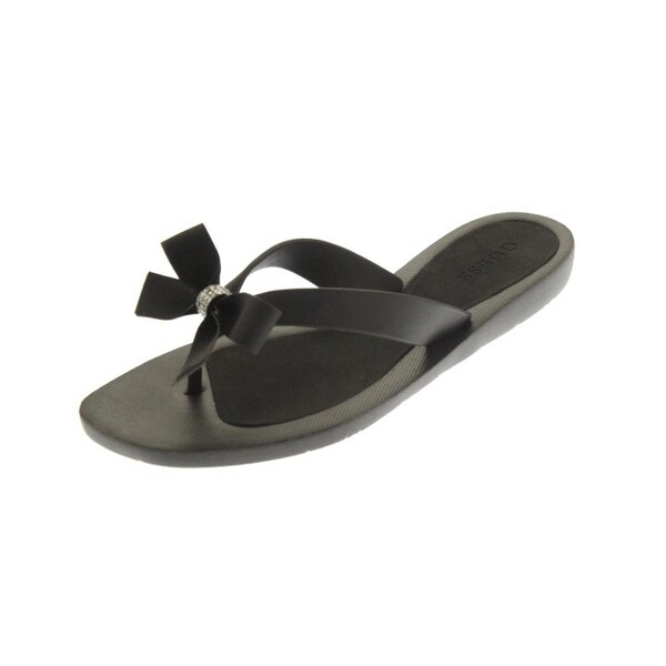 guess black bow flip flops