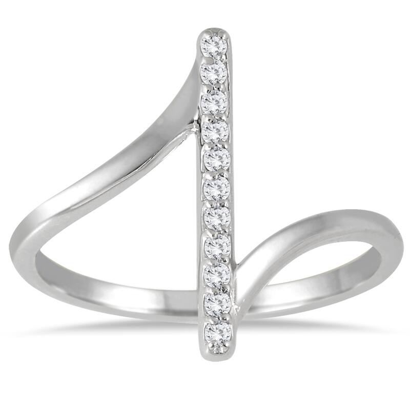 Marquee 1/8 Carat TW Diamond Bar Ring in 14K White Gold