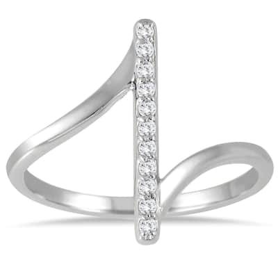 Marquee 1/8 Carat TW Diamond Bar Ring in 14K White Gold
