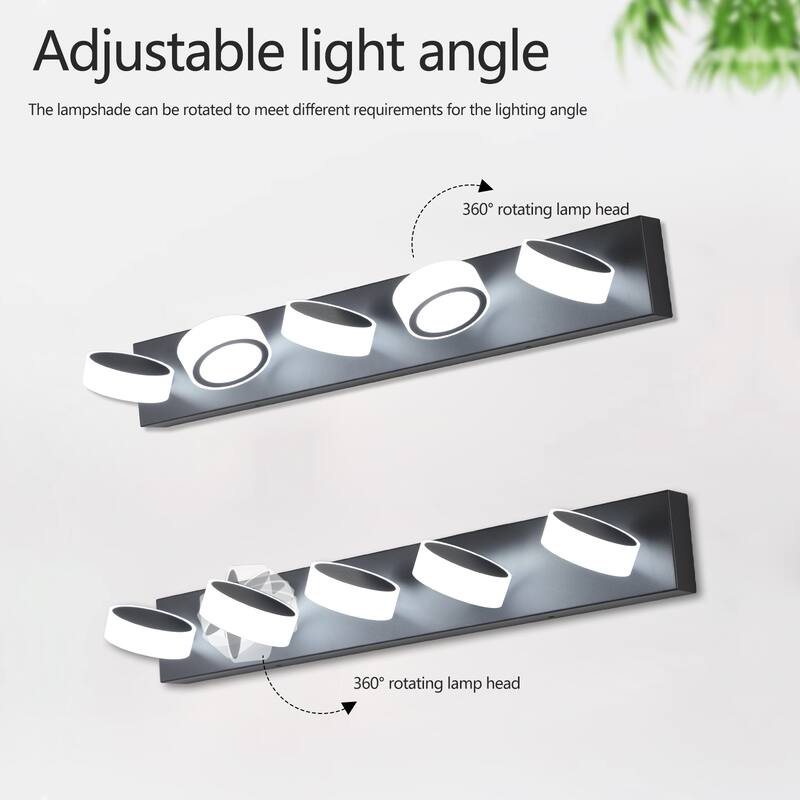 37" Modern 5-Light LED Vanity Light Fixture - with Acrylic Light Shades - Energy-Efficient Bathroom Wall Sconce