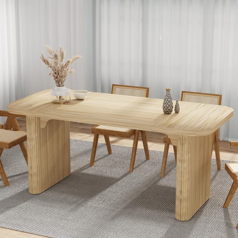62-Inch Wood Dining Table for 4-6 People Modern Rectangular Kitchen Table for Dining Room Living Room