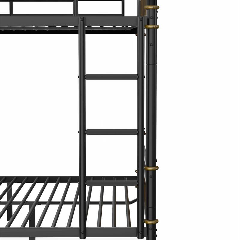 Queen over Queen Metal Bunk Bed Detachable Bunkbeds with Safety Guard Rails