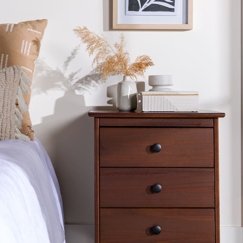 Walker Edison Bullrushes Solid Wood 3-Drawer Nightstand