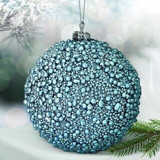 4" Glitter Metallic Mini Bead Ball Ornament Set of 6
