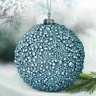 4" Glitter Metallic Mini Bead Ball Ornament Set of 6