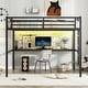 preview thumbnail 2 of 11, Metal Full Size Loft Bed with Power Outlet and LED Lighted, Space-Saving, Noise Reduced, Black
