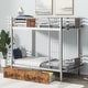 preview thumbnail 2 of 20, Twin XL over Twin XL Bunk Bed with Board Guardrail and 2-Storage Drawers, Silver