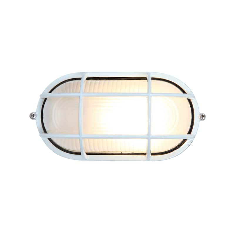 Access Lighting Nauticus Dual Mount - Wet Location Bulkhead - White Finish - Frosted Glass Shade - Incandescent - White