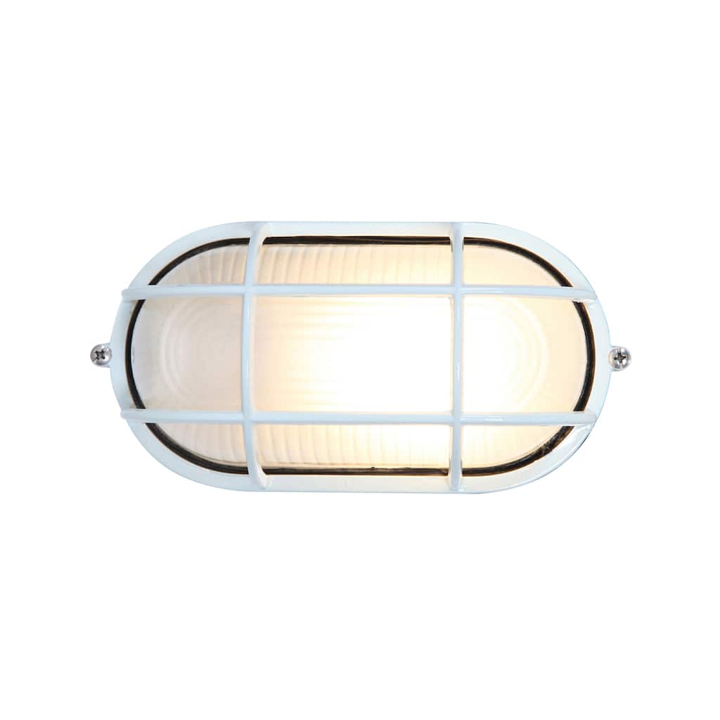 Access Lighting Nauticus Dual Mount - Wet Location Bulkhead - White Finish - Frosted Glass Shade - Incandescent