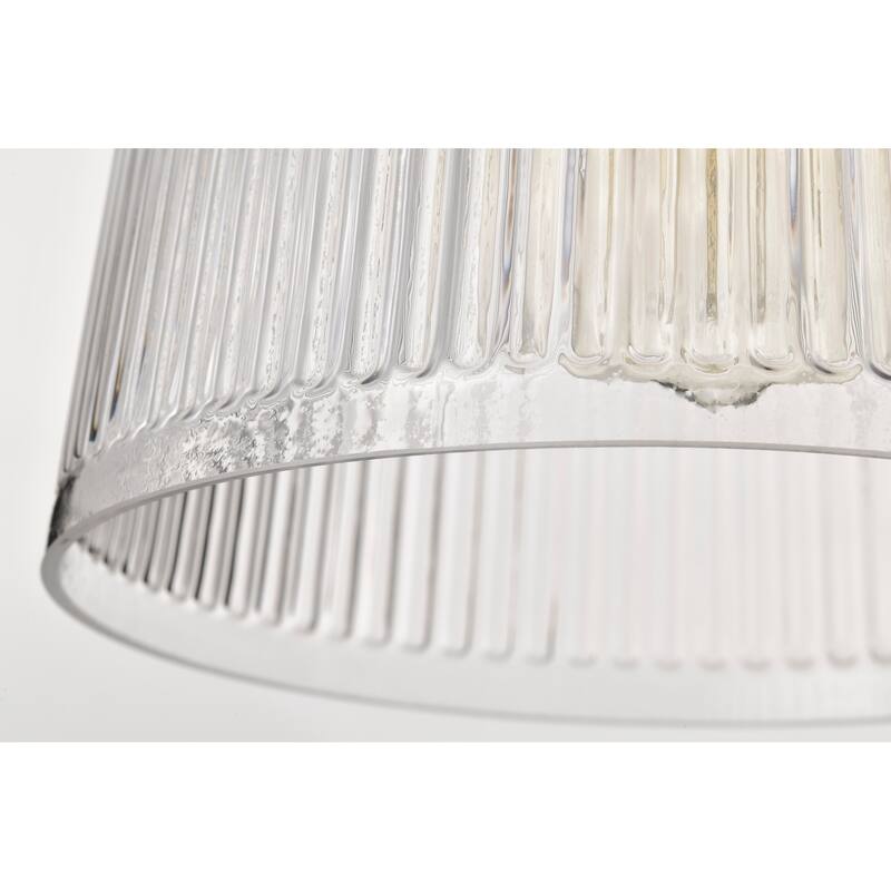 Grayson Small Pendant Matte Black Finish Clear Ribbed Glass - Matte Black