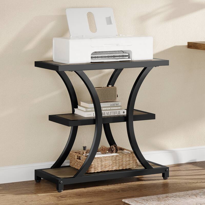 Industrial Side Table with Geometric Metal Design