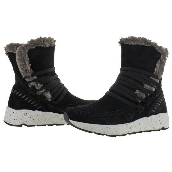 Shop Earth Womens Roamer Winter Boots Suede Faux Fur Black Suede